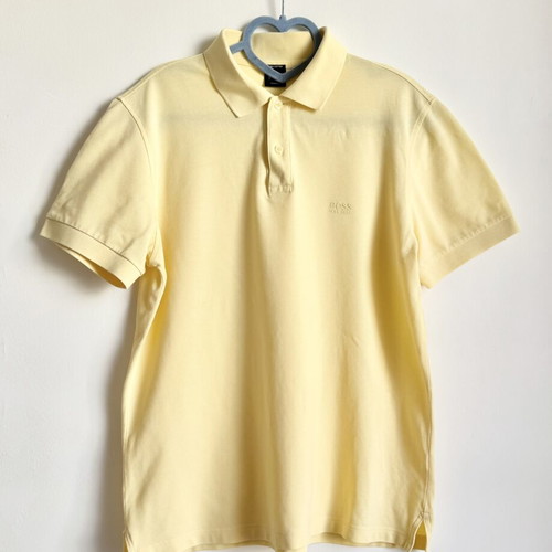 Hugo Boss Pima Cotton Polo Shirt Yellow Slim Fit Size L like new