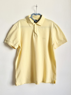 Hugo Boss Polo μπλούζα από βαμβάκι Pima κίτρινη slim fit μέγεθος L σαν καινούργιο