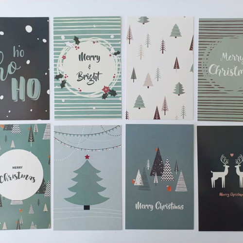 Set of 8 Christmas postcards new