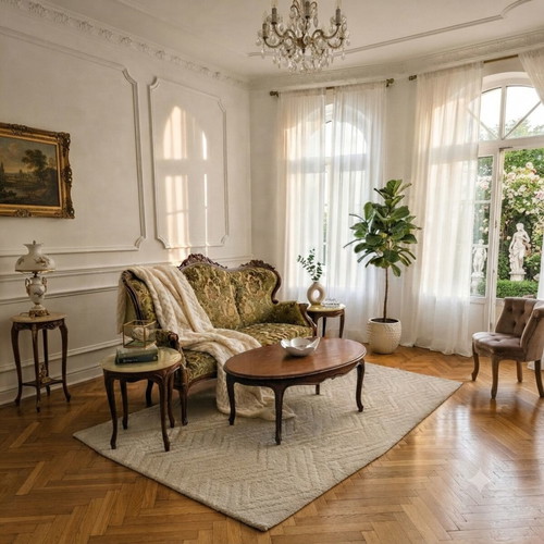 Louis XV Retro-Chic set sofa and tables with natural onyx, like new