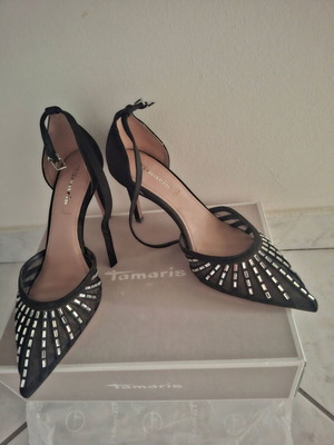 Tamaris 2026 black and silver pumps, 9cm heel