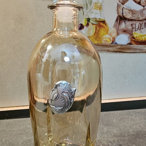 Liqueur Carafe like new, glass with Art Nouveau decoration
