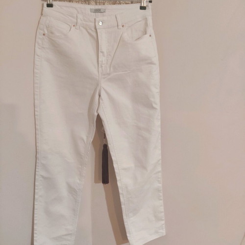 White high-waisted denim set and polka dot tulle shirt, like new