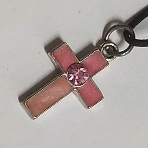 Pink cross used with crystal and adjustable cord