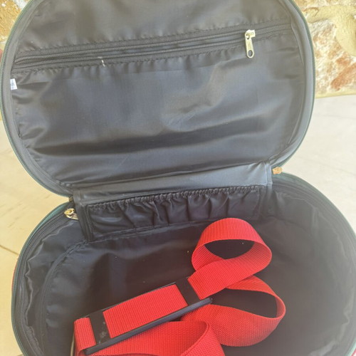 Hard Travel Cosmetic Bag like new, blue and red