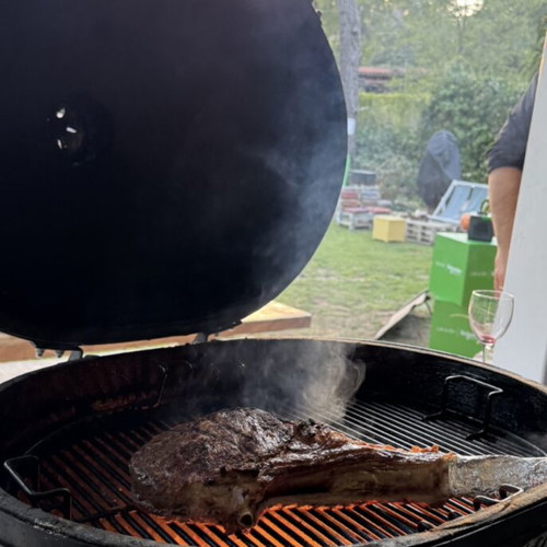 Primo Oval XL Ceramic Grill used with accessories