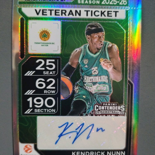 Panini Contenders Euroleague Veteran Ticket Silver Kendrick Nunn autograph like new 2025-26