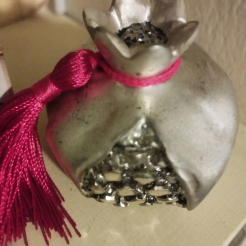 Silver 925 decorative pomegranate like new with red tassel