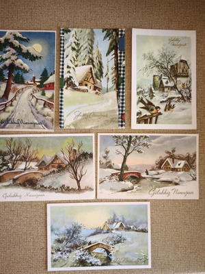 Vintage καρτ-ποστάλ με χιονισμένα τοπία σαν καινούργιες, σετ 6 τεμαχίων