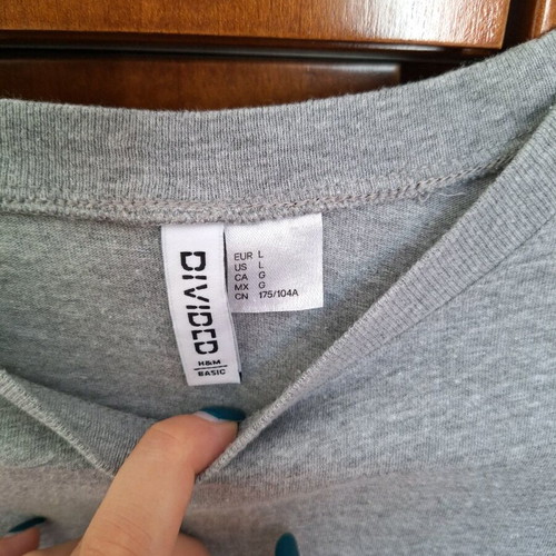 Crop top H&M grey, size L, like new, oversized