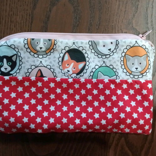 Handmade Vintage Cats Cosmetic Bag like new, 20 x 13 cm