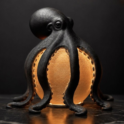 Octopus LED lamp handmade 3D printed, made to order