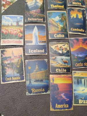 Retro stickers new, pack of 50 with world countries theme