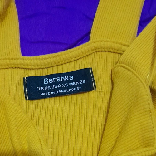 Bershka crop top new mustard rib knit