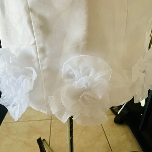 Midi wedding dress new, one-shoulder strap with floral appliqué
