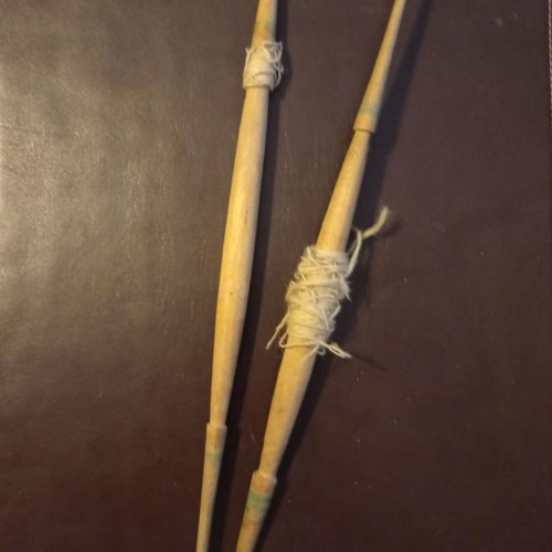 Vintage wooden spindle used for wool spinning