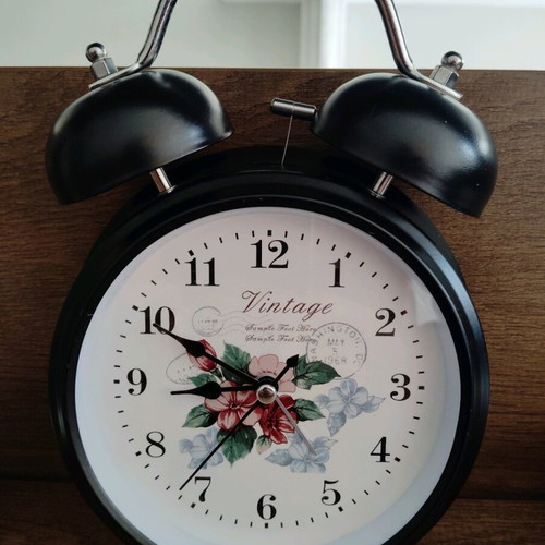 Retro alarm clock with bells, vintage design, large metal like new