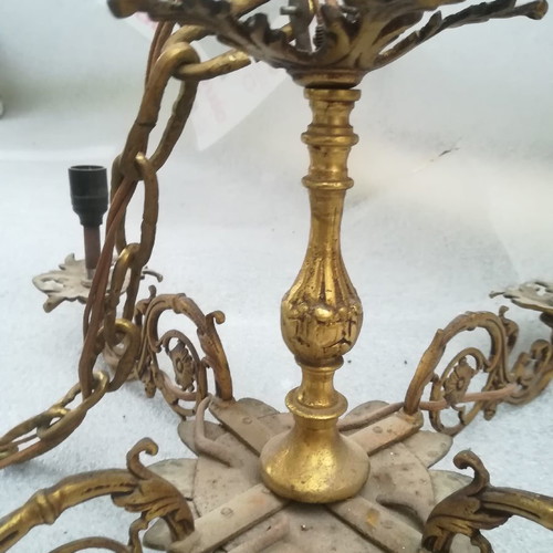 Antique lamp used, brass, ornate, 4 lights, 80 years old