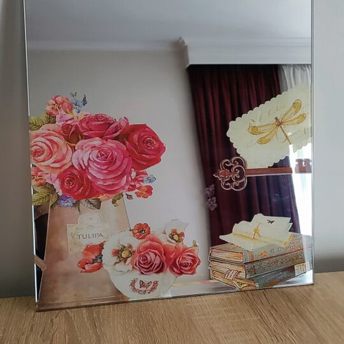 Mirror with designs, new, wall decor 40x30 cm