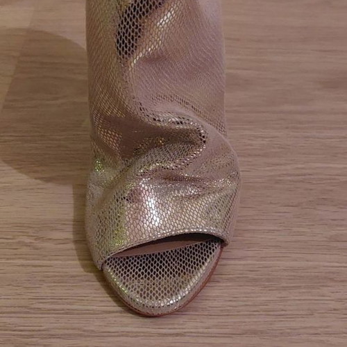 Peep Toe Shoes New Gold Ovye By Tassos Mitropoulos Size 37