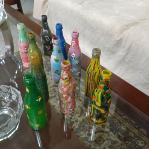 Decorative bottles like new, pack of 12 hand-painted