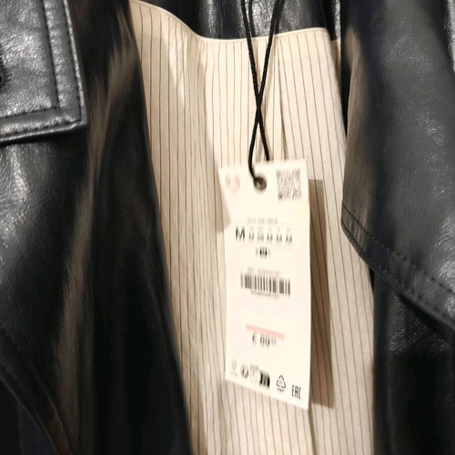 Zara leather trench coat new, blue, size M
