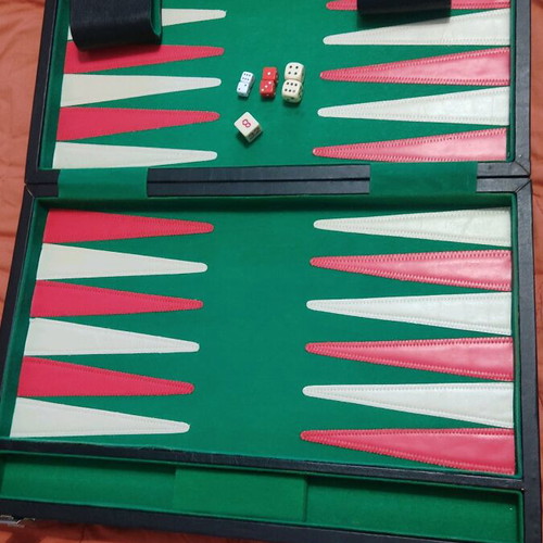 Leather Backgammon Large Sewn Case Like New
