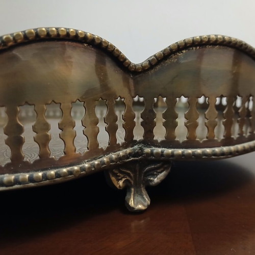 Brass tray handmade, like new, oval with handles and feet