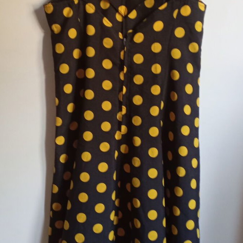 Polka Dot Midi Dress used, black and yellow, retro style