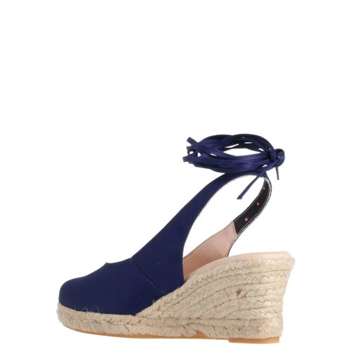 CUPLE women's satin platform espadrilles blue EU38 US8 UK5 new