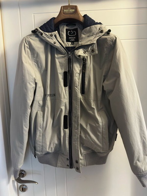 Emerson jacket L used, beige with multiple pockets and hood