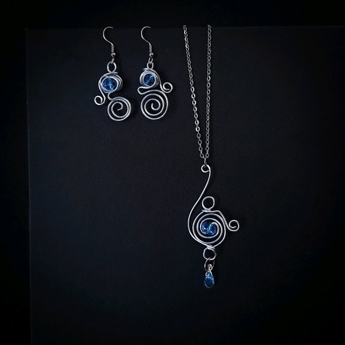 Elven jewelry set new, blue and silver