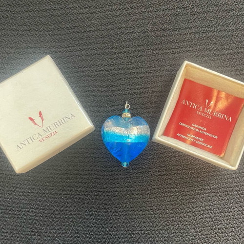 Antica Murrina Murano Necklace 3D Heart Blue new with certificate
