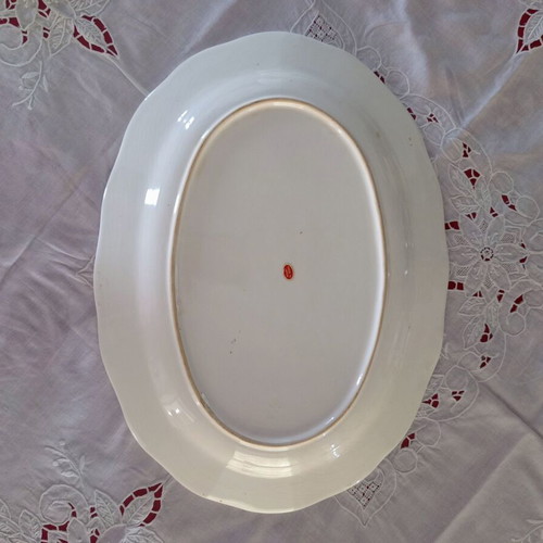 Oval serving platter used, blue and white porcelain Made in Japan