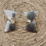 Geometric dangling earrings with rhinestone, silver