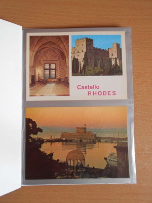 Rhodes postcards used, 22 cards in presentation album
