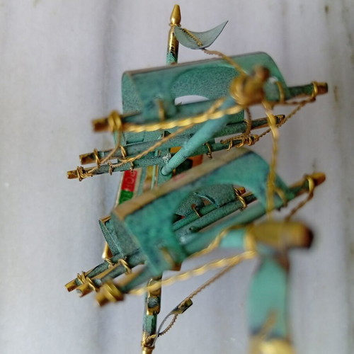 Brass Sailing Ship Model like new, 11 x 9.5 cm