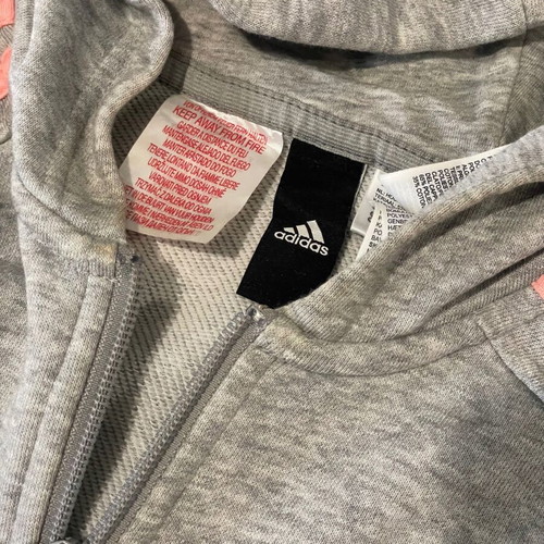 Adidas sweatshirt jacket size S gray with salmon stripes like new