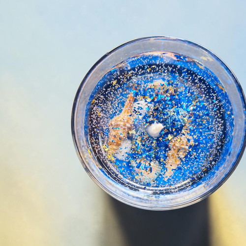 Handmade Gel Candle Sea Bottom with Real Shells and Wood and Salt Scent