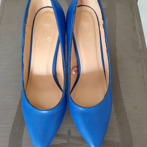 Royal blue pumps like new, synthetic leather, 9cm heel