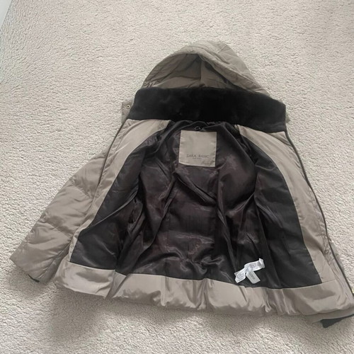 Zara puffer jacket like new, beige, size L (runs small)