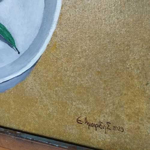 Oil painting on canvas Nature Morte original, 70×50 cm, Evripidis Amoiridis 2025