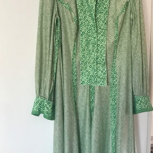 Vintage dress like new, custom made, green satin XXL