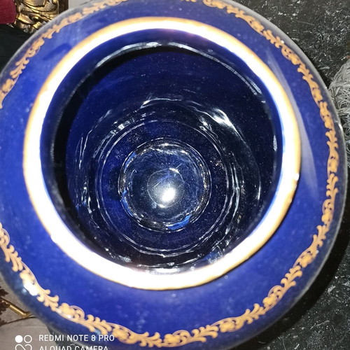 Keramos N porcelain vase used, Italian with lid wear