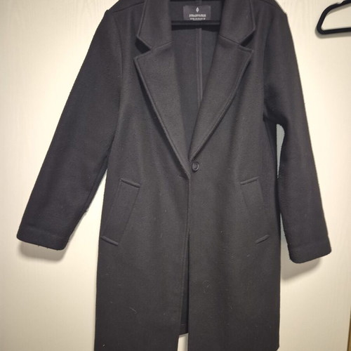 Stradivarius black long coat XL, oversized fit