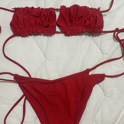 Zaful Vibrant Red Ruched Bikini Set size S like new