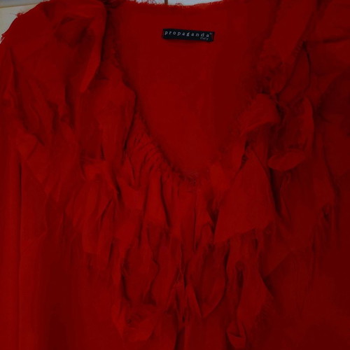 Propaganda blouse red new with ruffles on collar and sleeves
