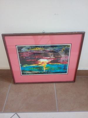 Vintage αυθεντικό έργο τέχνης (μονοτυπία 1989) «Plava Laguna» M. Draginja