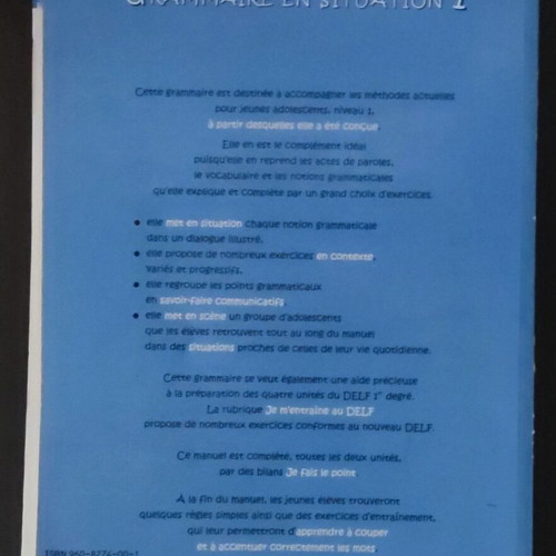 Grammaire en Situation 1 used French grammar book