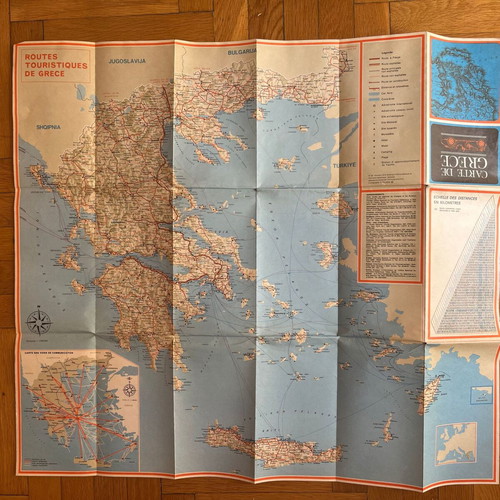 Vintage Map of Greece used, French language